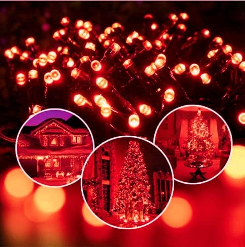 2-Pack Connectable Christmas Lights Outdoor, Total 164FT 400LED Christmas String Lights Waterproof with 8 Modes & Timer, Green Wire Twinkle Lights for Xmas Tree Decorations Outdoor Indoor, Red