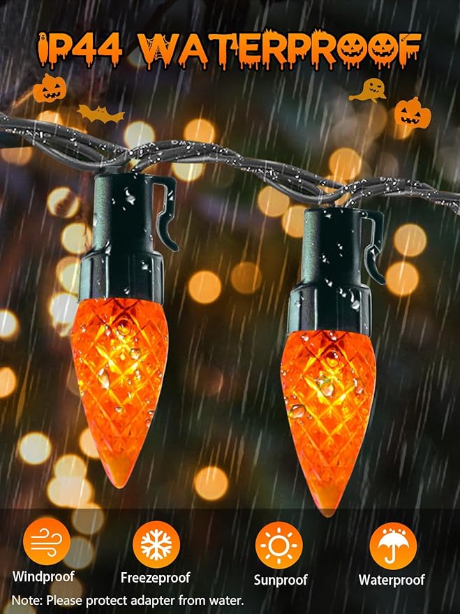 240 LED 78FT C6 Halloween String Lights, Super Long Halloween Lights Outdoor Indoor with 13 Modes & Timer, Waterproof Fairy Twinkle Light Plug in for Tree Yard House Horror Party Decorations (Orange)
