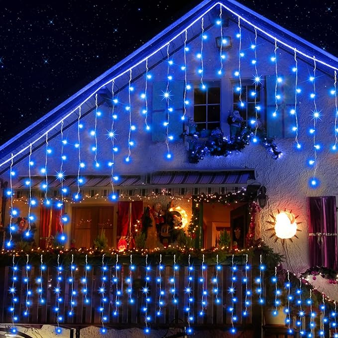 131FT Christmas Lights Outdoor 1440 LED Christmas Decorations Waterproof Plug in with 8 Modes & Timer Christmas Lights for Roof Party Garden Holiday Decor (Blue)