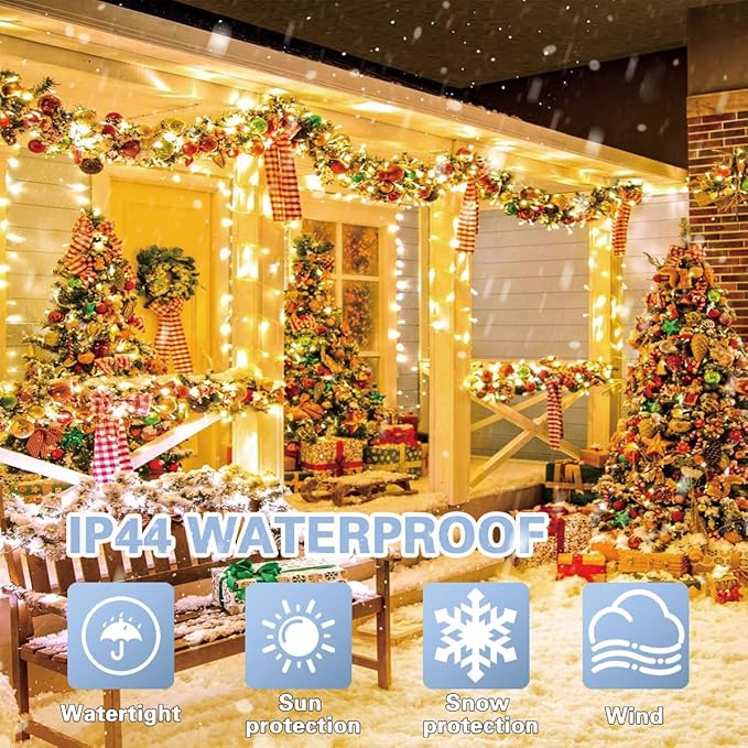 LAMPHOME 66ft Christmas Decorative Mini Lights,200 LED Transparent Wire Fairy Starry String Lights Plug in, 11 Lighting Modes, for Indoor Outdoor Xmas Tree Wedding Party Decoration (Warm White)