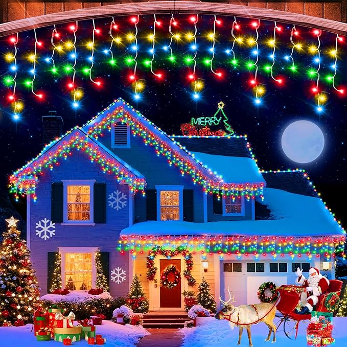 131FT Christmas Lights Outdoor 1440 LED Christmas Decorations Waterproof Plug in with 8 Modes & Timer Christmas Lights for Roof Party Garden Holiday Decor (Multicolor)