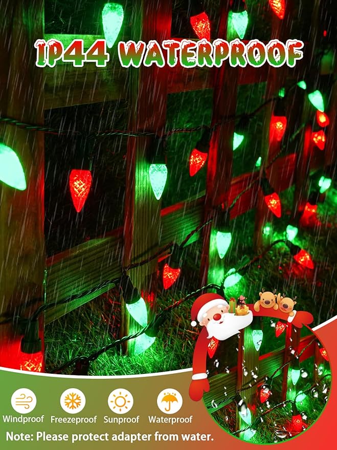 240 LED 78FT C6 Christmas String Lights, Super Long Christmas Lights Outdoor Indoor with 13 Modes & Timer, Waterproof Fairy Twinkle Light Plug in for Tree Garden Party Xmas Decorations (Red & Green)