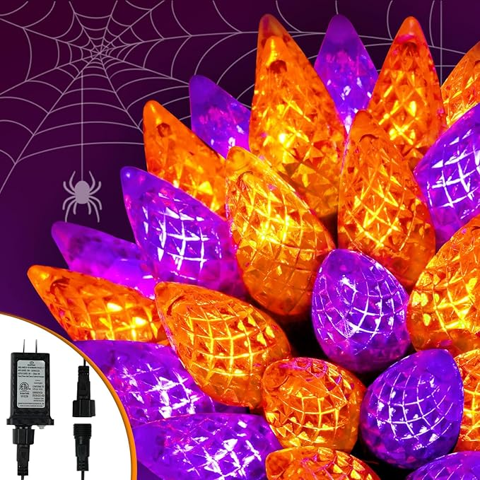 Upgraded 250 LED C6 Connectable Halloween String Lights, 82FT Orange and Purple Lights, Waterproof Fairy Twinkle Light Plug in with 13 Modes & Timer for Outdoor Indoor Party Tree Halloween Decorations
