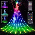Outdoor Christmas Decorations, 11.8FT RGB Color Changing Christmas Hanging Waterfall String Lights with Star, APP Remote Control, DIY Multi-Color Lightshow, Music Sync, Xmas New Year Decor