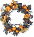 National Tree Company Artificial Halloween Wreath, Decorated with Multicolored Pumpkins, Gourds, Ball Ornaments, Ribbons, Vines, Assorted Leaves, Halloween Collection, 20 inches