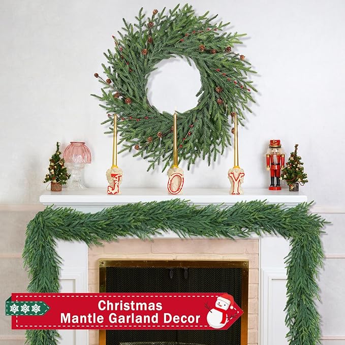 26 Inch Christmas Wreaths for Front Door with Red Berry Real Touch Large Artificial Xmas Winter Pine Cedar Wreaths for Windows Outdoor Christmas Home Yard Farmhouse Wall Front Door Porch Hanging Decor