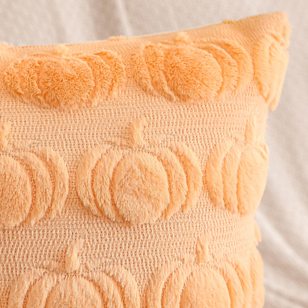 Artscope Fall Pillow Covers 18 x 18 Set of 2 Decorative Autumn Harvest Holiday Pumpkin Throw Pillow Cases Soft Plush Faux Fur Couch Cushion Case for Farmhouse Halloween Sofa Bed Room Decor-Light Gold