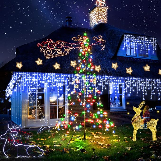 164FT Christmas Lights Outdoor Decorations 1512LED Fairy String Light 12 Lighting Modes with Timer Memory Waterproof Christmas Light for Yard Roof Party Holiday Wedding Garden Decor