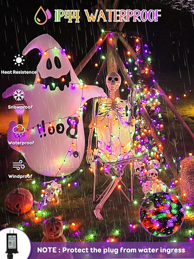 Upgraded 250 LED C6 Connectable Halloween String Lights, 82FT Orange Purple and Green Lights, Waterproof Fairy Twinkle Light Plug in with 13 Modes & Timer for Outdoor Indoor Halloween Decorations