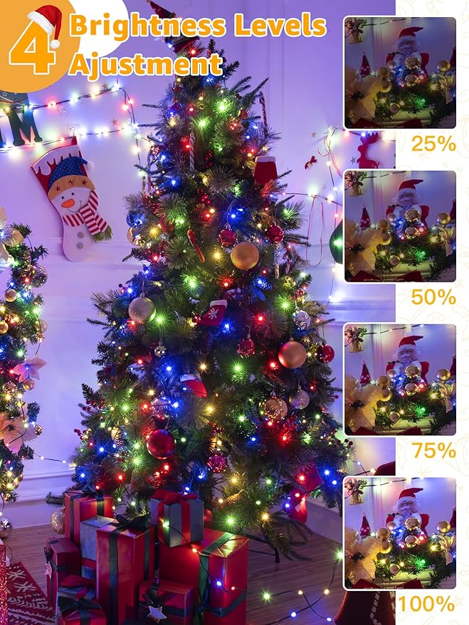 300 LED 98 FT Christmas Lights, Waterproof Outdoor String Lights with Remote and Timer, Christmas Tree Lights with 8 Modes Dimmable, Fairy Lights for Holiday Decor (Multicolor)