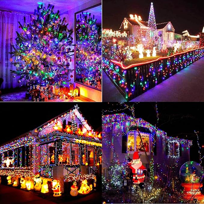 175Ft Outdoor Christmas Lights, 500 LED Fairy Twinkle Lights with 8 Modes, Timer, Waterproof for Garden, Wedding, Holiday, Xmas Tree Decorations (Multicolor)