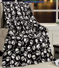 Elegant Comfort Lightweight Throw Blanket- Halloween Themed, Soft, Cozy and Plush- Perfect for Lounging This Spooky Season, 50 x 60 inches, Skull & Bones