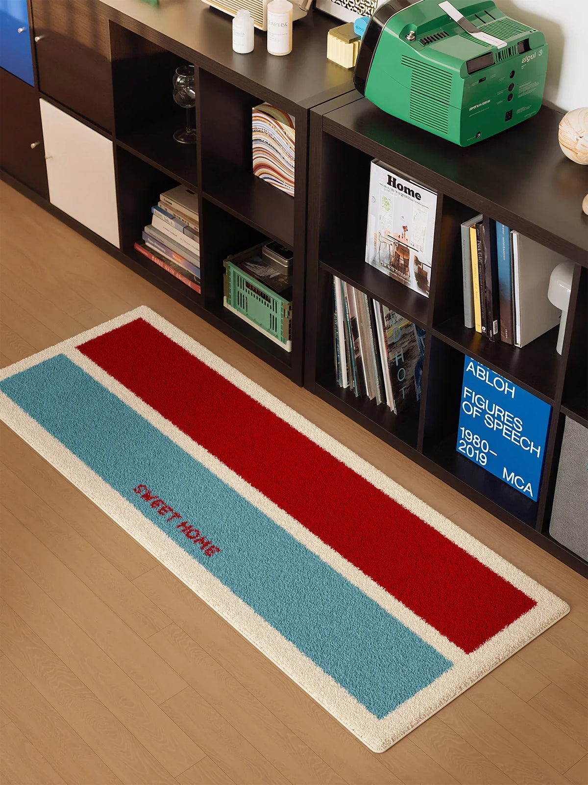 VIKAMA Vintage Checkered Carpet Fluffy Plush Bedroom Side Rug Living Room Decoration Long Strip Floor Mat Home Decoration