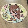 VIKAMA Cat Girl Carpet Soft Cute Children's Room Floor Mat Living Room Bedroom Bed Blanket Door Mat Home Decoration