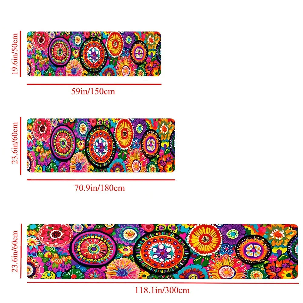 VIKAMA Vintage Flower Rug Bright Colors Kitchen Rug Doormat Welcome Mat Runner Rug Winter Rug For Bedroom Carpet For Live Room
