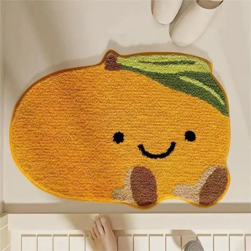 VIKAMA Little Fresh Fruit Special Imitation Cashmere Carpet Warm Machine Washable Bathroom Door Carpet Porch Mat Home Decor