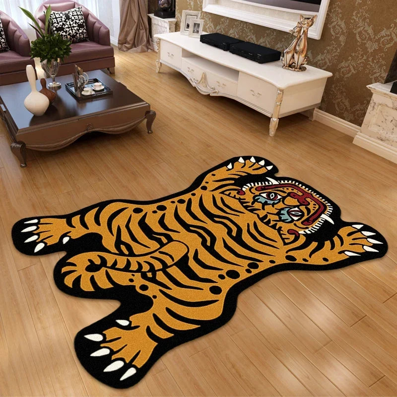 VIKAMA Cartoon Shaped Tiger Carpet Living Room Children's Bedroom Bedside Rugs Home Decor Non-Slip Kitchen Balcony Floor Mats