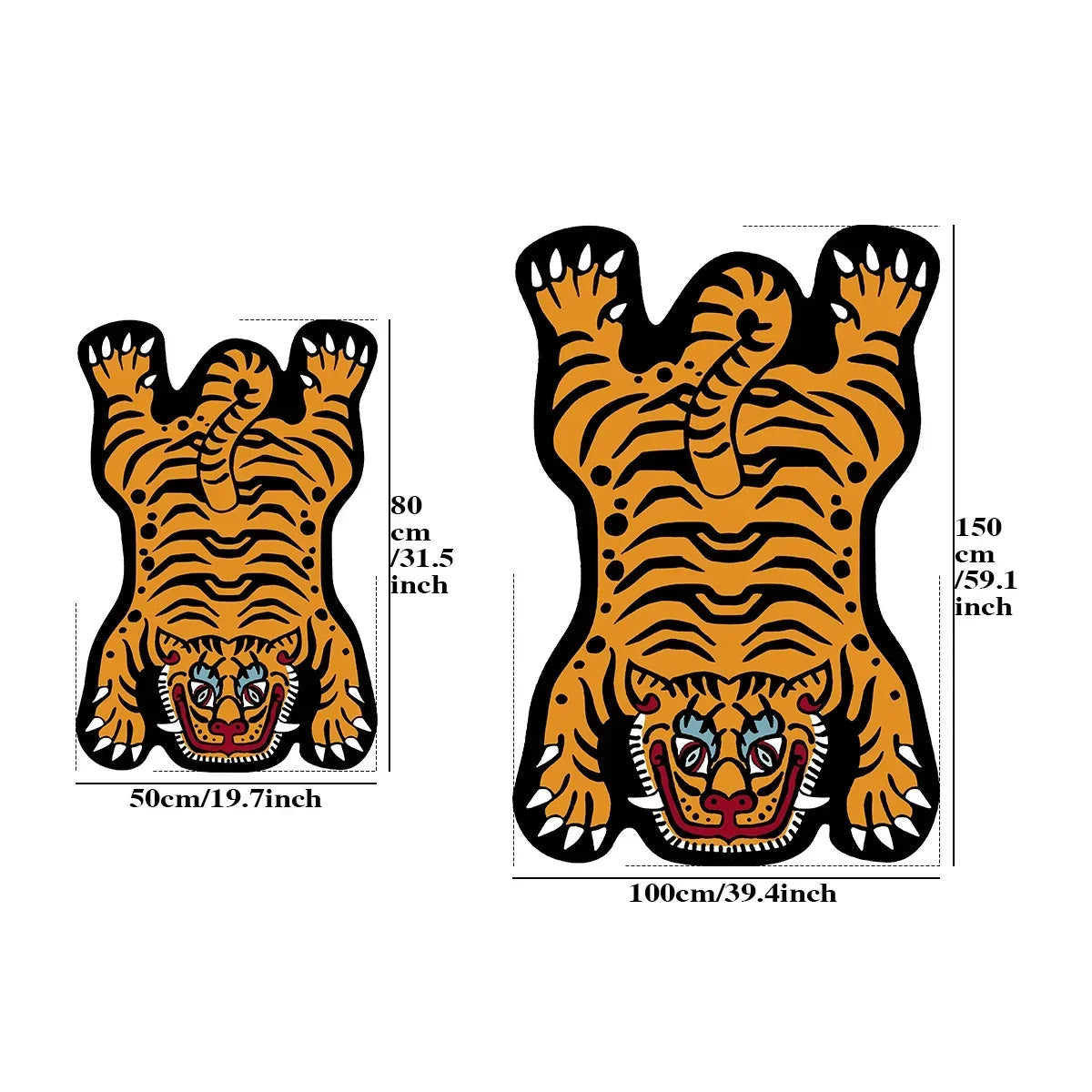 VIKAMA Cartoon Shaped Tiger Carpet Living Room Children's Bedroom Bedside Rugs Home Decor Non-Slip Kitchen Balcony Floor Mats