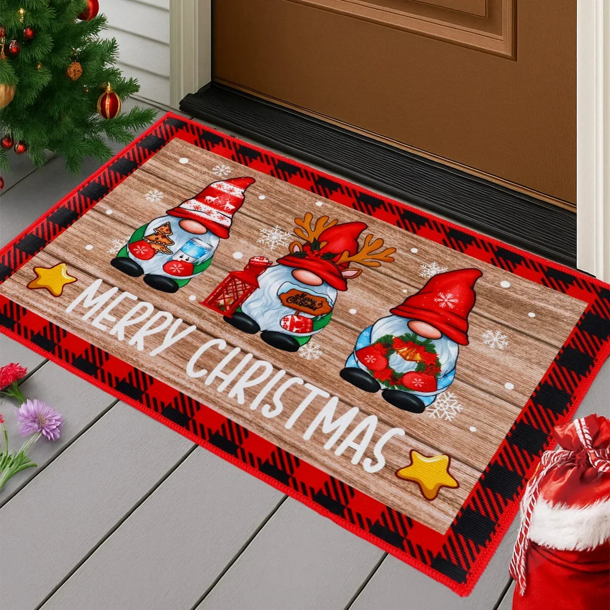 Christmas Floor Mat Outdoor Carpet Christmas Decor for Home 2025 Navidad Natal Santa Claus Door Mat Xmas Ornament New Year 2026