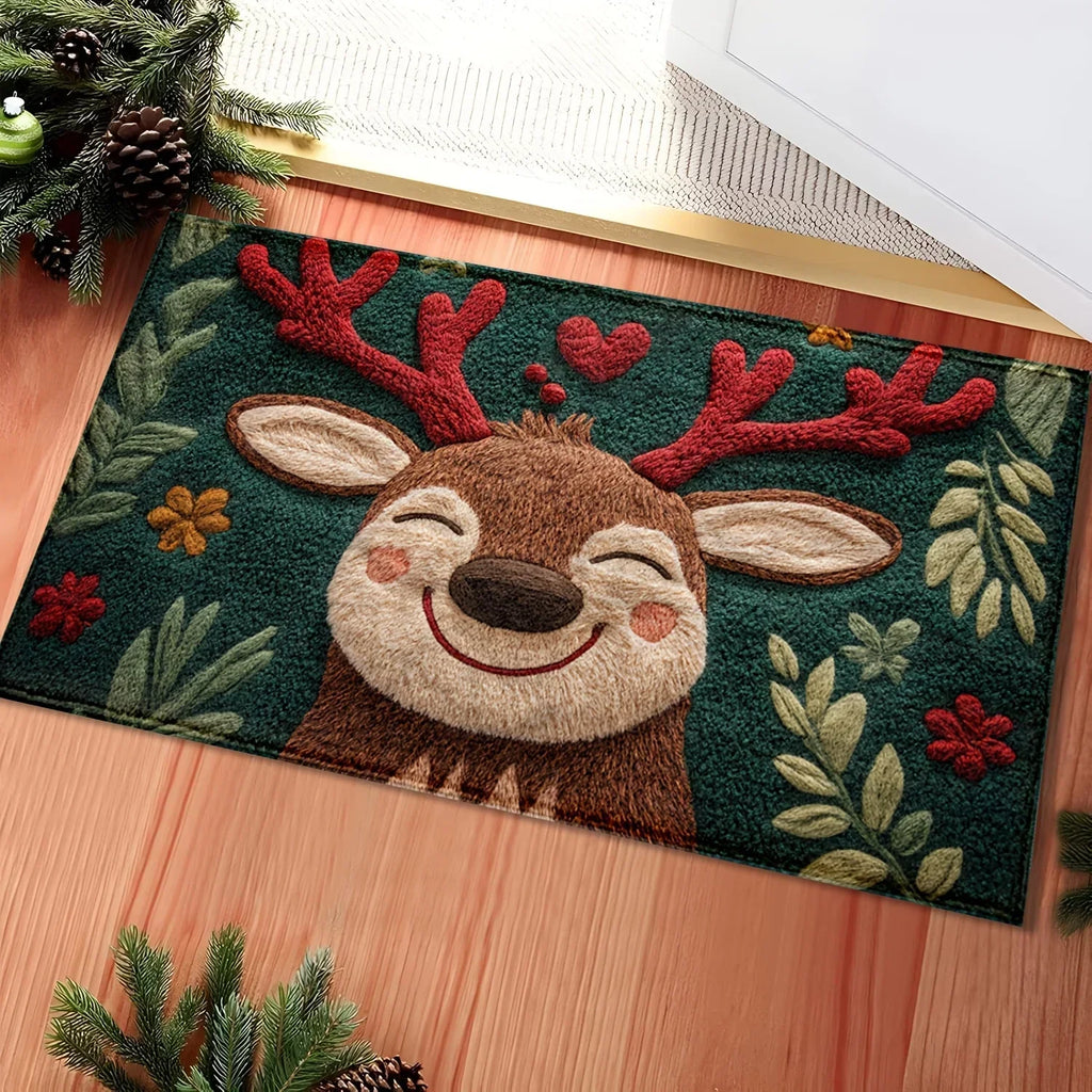 VIAMA Christmas Reindeer Door Mat Anti-Slip Entrance Carpet Comfortable Winter Bathroom Kitchen Floor Mat Home Decoration
