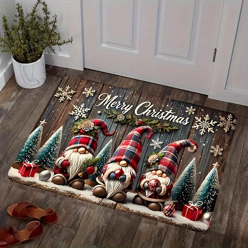 VIKAMA Christmas Carpet Three Santa Claus Doormat Entrance Welcome Mat Outdoor Carpet Rug For Bedroom Living Room Home Decoratio
