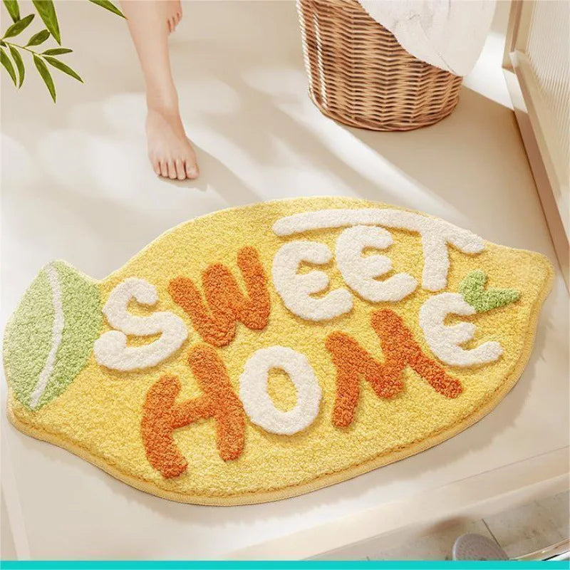VIKAMA Little Fresh Fruit Special Imitation Cashmere Carpet Warm Machine Washable Bathroom Door Carpet Porch Mat Home Decor