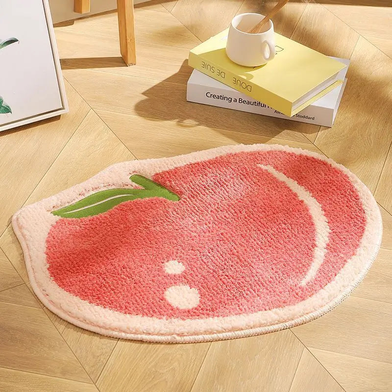 VIKAMA Little Fresh Fruit Special Imitation Cashmere Carpet Warm Machine Washable Bathroom Door Carpet Porch Mat Home Decor