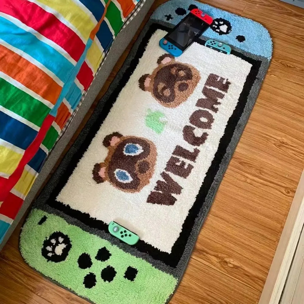 VIKAMA Game Controller Shaped Rug Cartoon Plush Bedroom Children's Room Play Area Decorative Floor Mat Home Decor