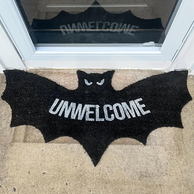 VIKAMA Halloween Shape Decorative Carpet Black Bat Doormat Gothic Entrance Mat Washable Stain-Resistant Carpet Outdoor Carpet