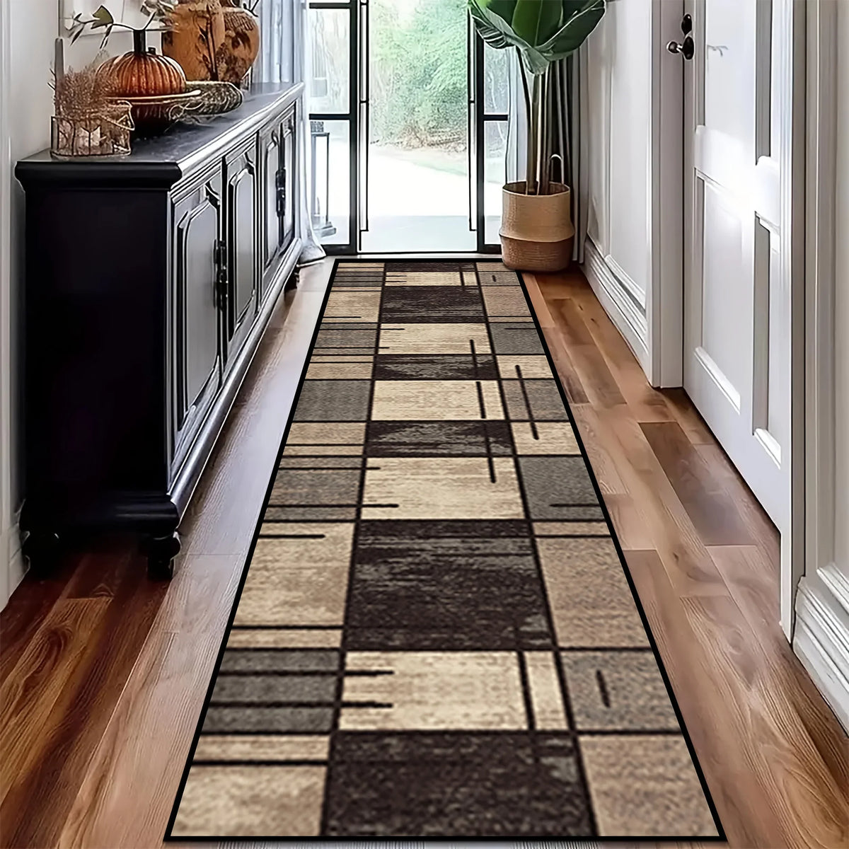 VIKAMA High-Grade Plaid Carpet Kitchen Rug Long Floor Mat Thin Door Mat Living Room Carpet Rug For Bedroom Home Decoration